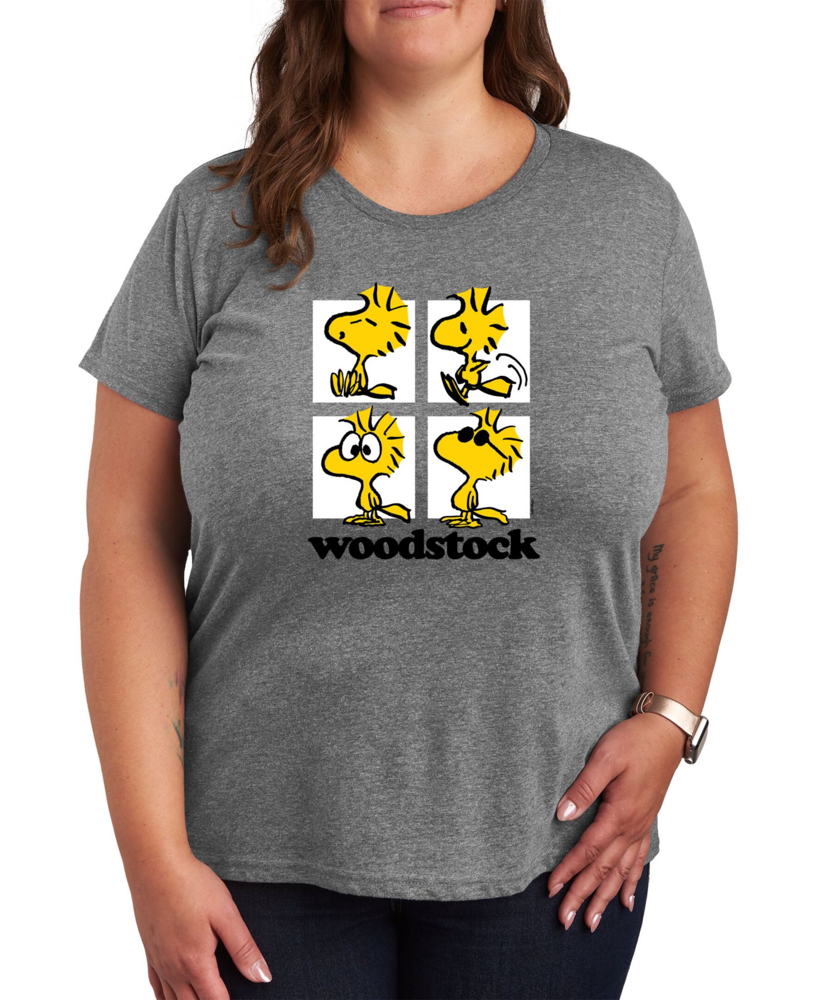 Женский T-shirt Hybrid Apparel Trendy Plus Size Peanuts Woodstock Graphic