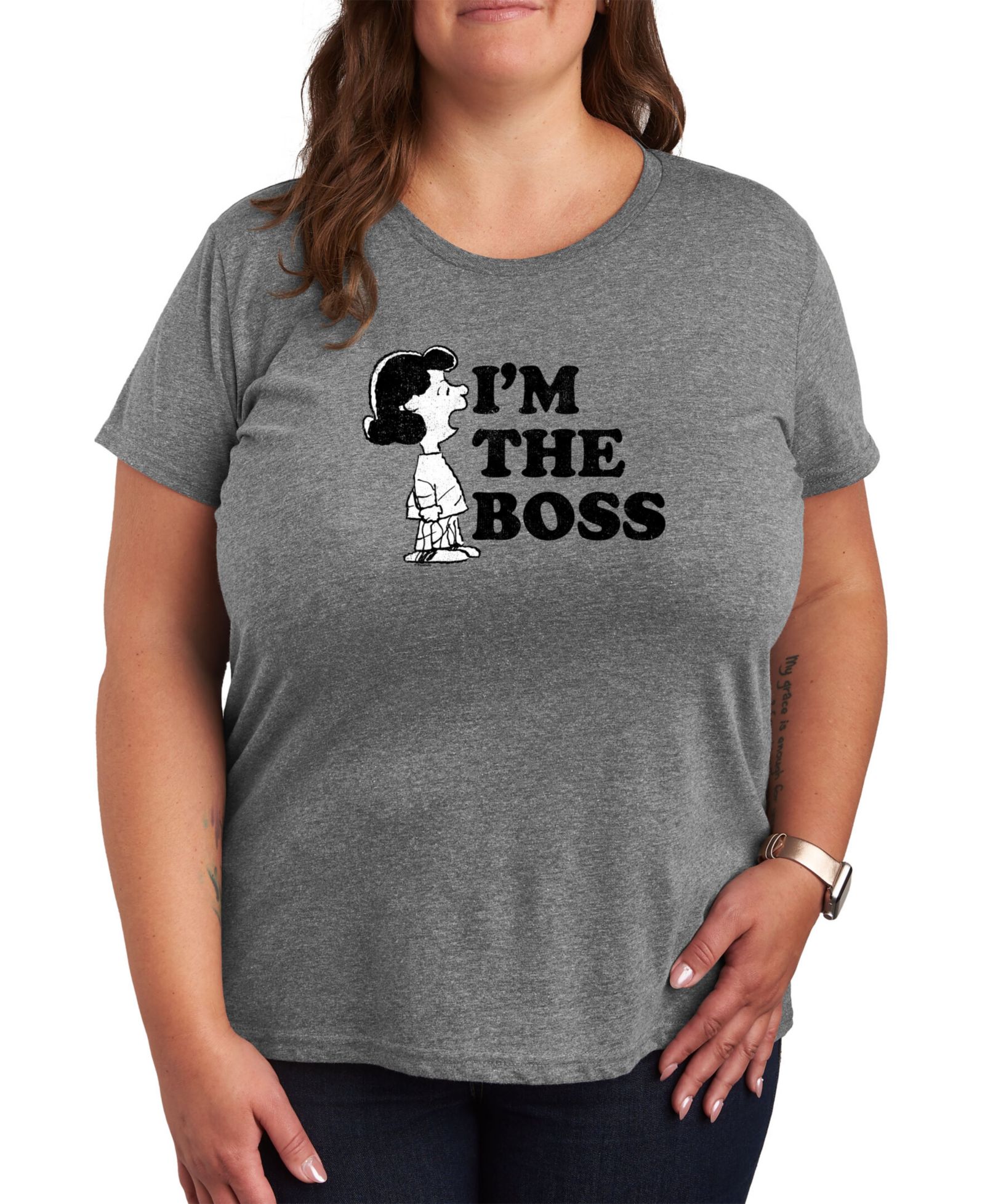 Hybrid Apparel Trendy Plus Size Peanuts Lucy Graphic T-shirt