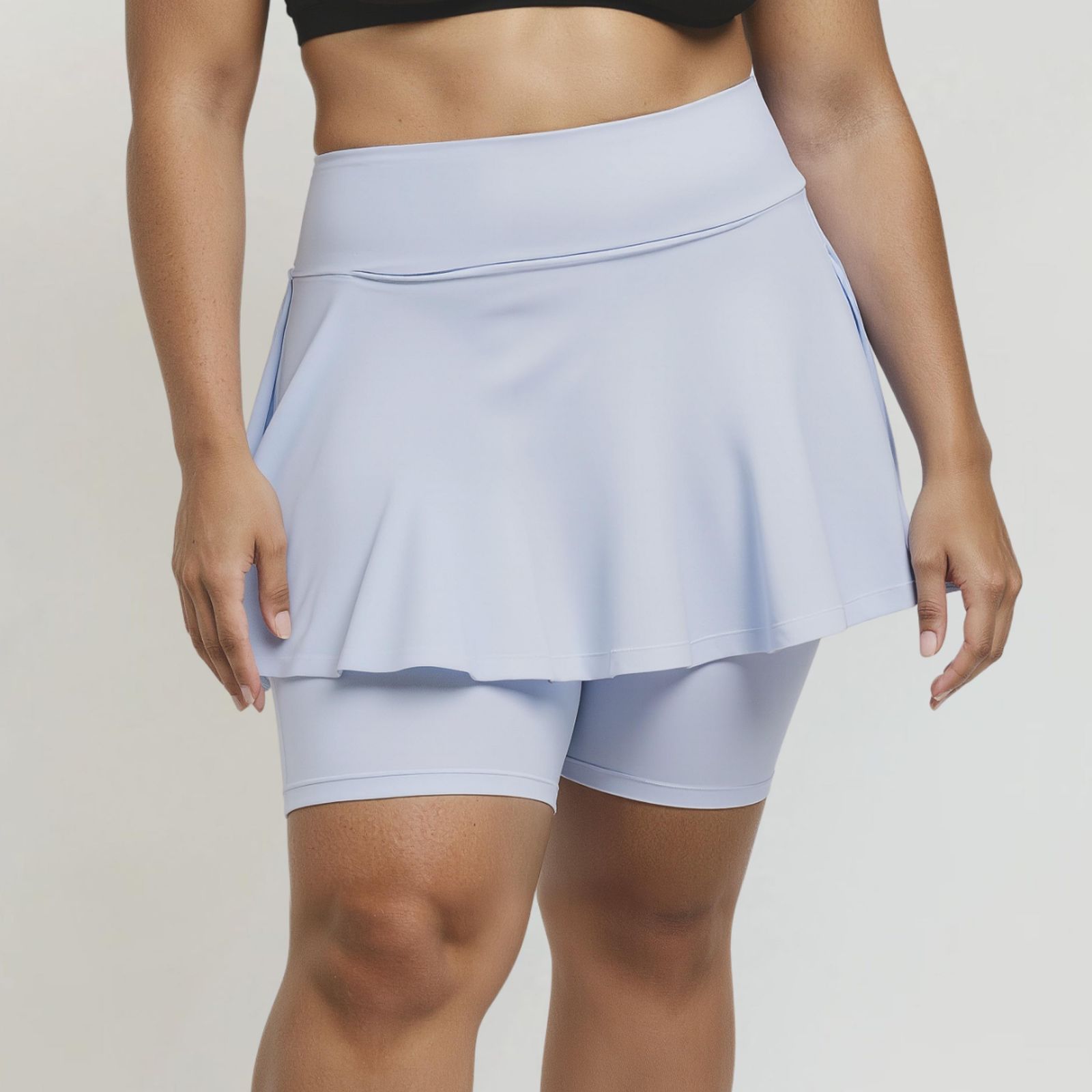 Женская юбка-шорты Calypsa Plus Size Flared Mid-Thigh Swim Skirt With Bike Shorts