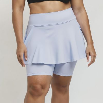 Женская юбка-шорты Calypsa Plus Size Flared Mid-Thigh Swim Skirt With Bike Shorts