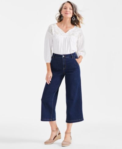 Style & Co Women's High-Rise Wide-Leg Crop Jeans, Created for Macy's