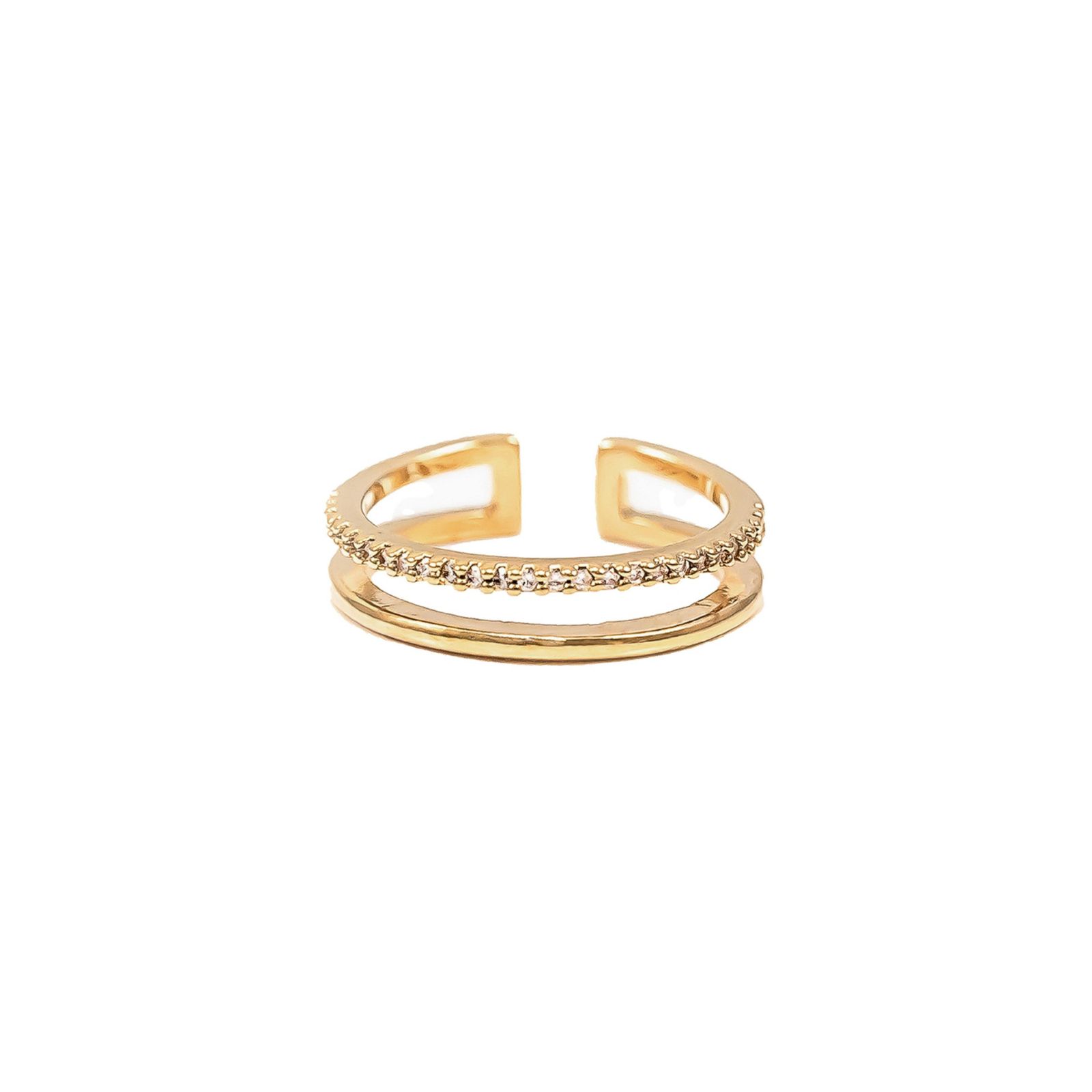 14k Gold Plated Grace Double Band Ring Delicate Trendy Daily
