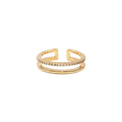 14k Gold Plated Grace Double Band Ring Delicate Trendy Daily