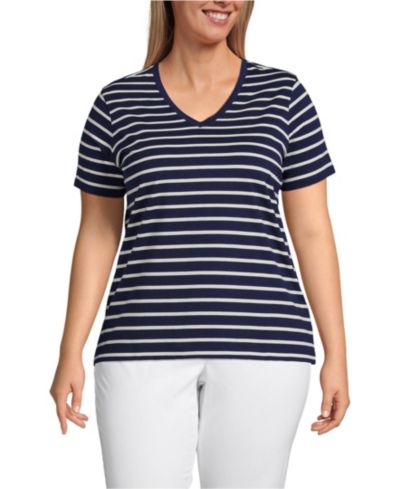 Lands' End Plus Size Relaxed Supima Cotton V-Neck T-Shirt