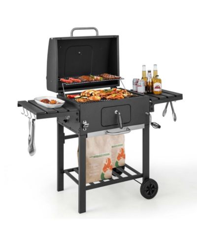Costway уличный угольный гриль 391 sq.in. с раскладным боковым столом для BBQ и кемпинга
