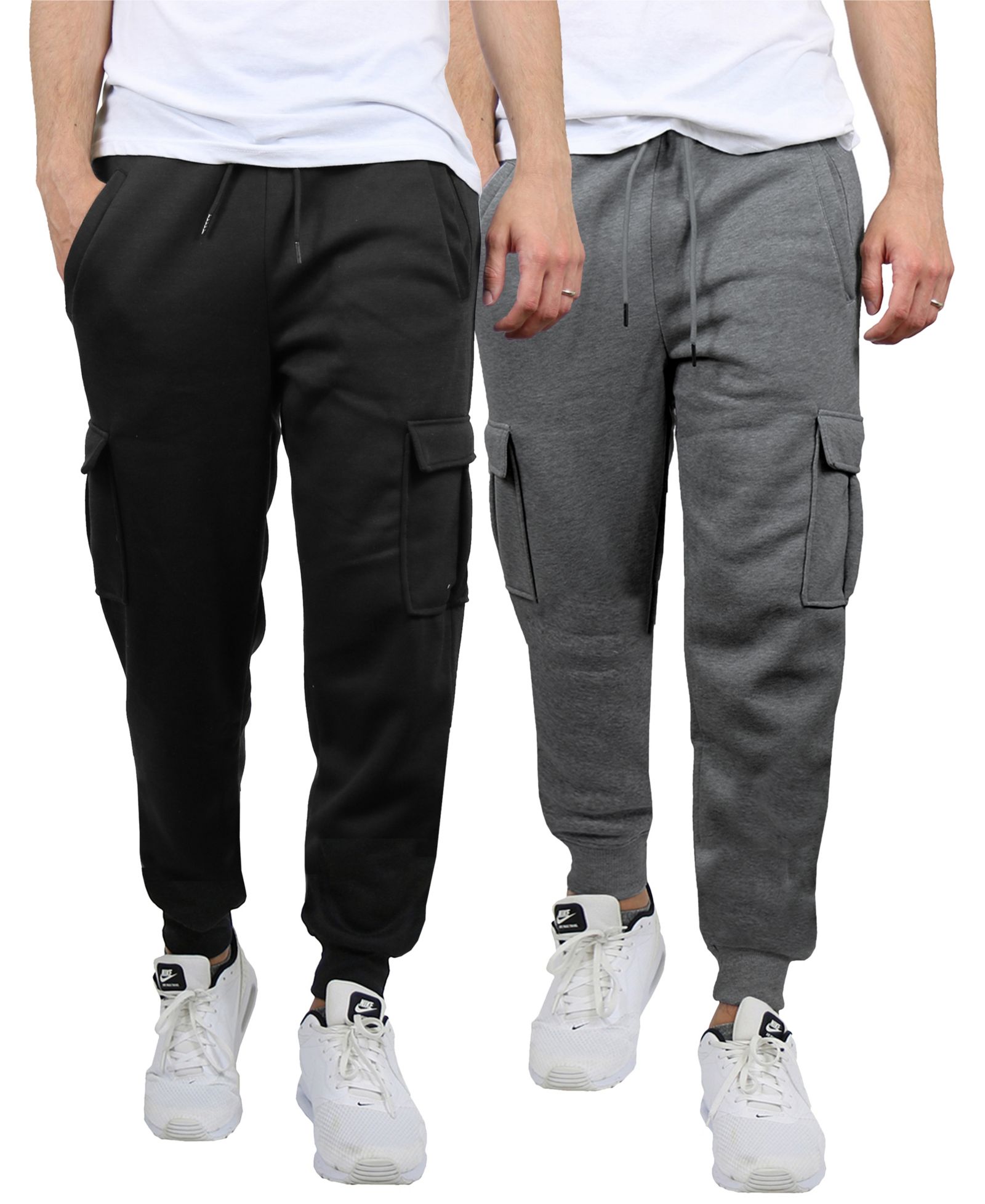 Blue Ice Men's Heavyweight Fleece-Lined Cargo Jogger Sweatpants, Pack of 2
