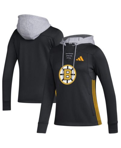 Women's adidas Black Boston Bruins Refresh Skate Lace AEROREADY Pullover Hoodie