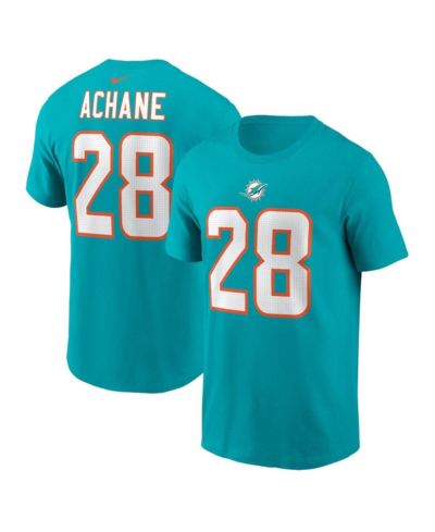 Men's Nike De’Von Achane Aqua Miami Dolphins Player Name and Number T-shirt