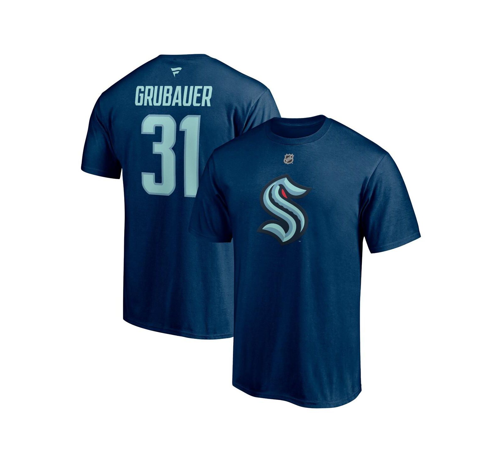Мужская футболка Fanatics Philipp Grubauer Seattle Kraken Deep Sea Blue с именем и номером