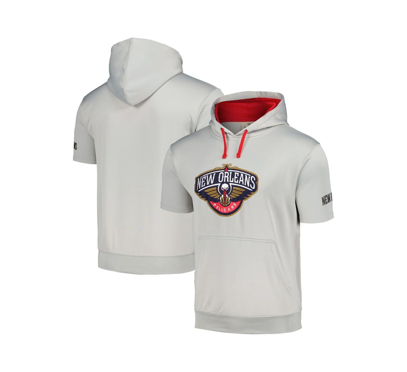 Мужское худи Fanatics Silver, Red New Orleans Pelicans с коротким рукавом