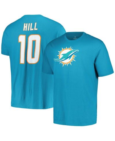 Мужская футболка Fanatics Tyreek Hill Aqua Miami Dolphins Big and Tall с именем и номером игрока