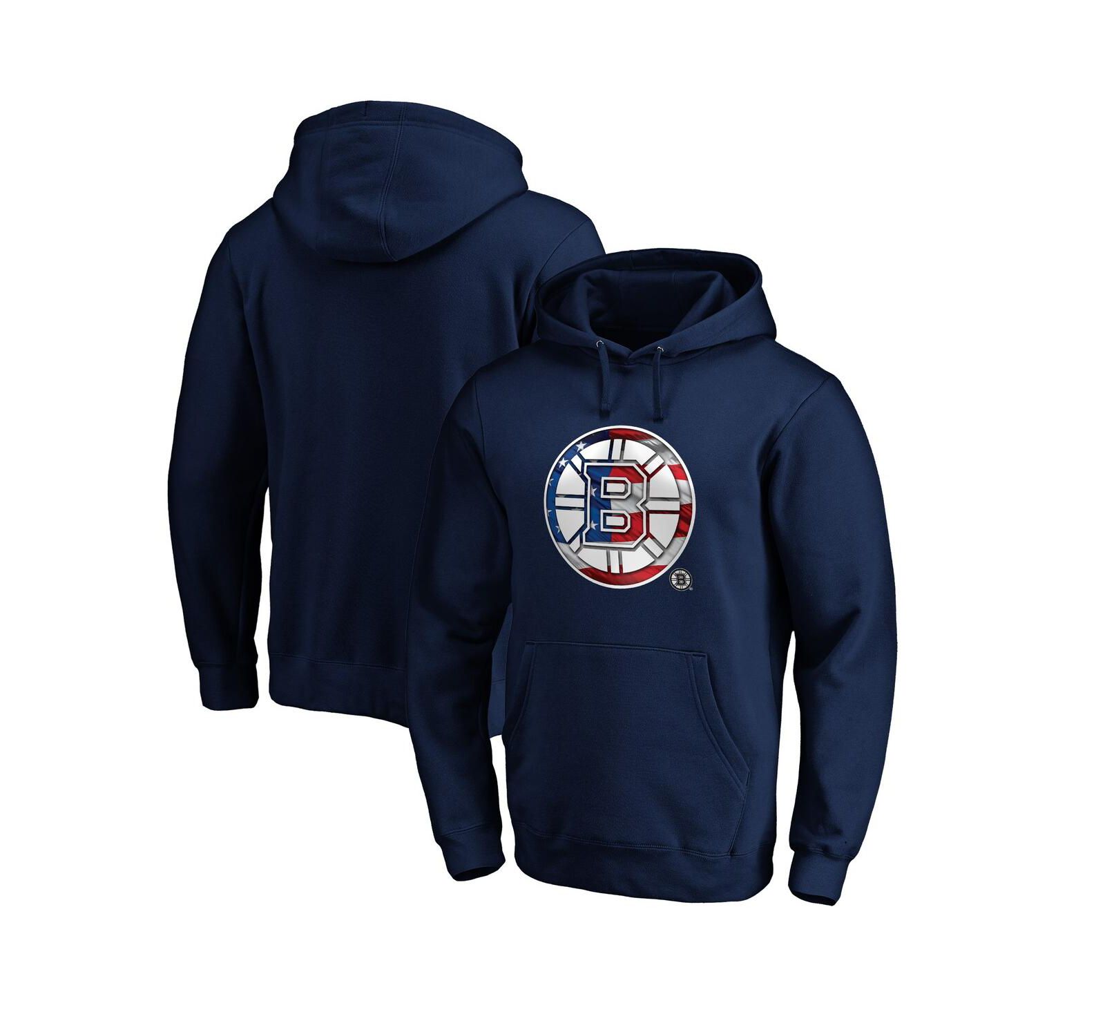 Мужская толстовка Fanatics Navy Boston Bruins Banner Wave Logo Pullover
