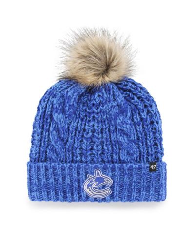 Женская вязаная шапка '47 Brand Blue Vancouver Canucks Logo Meeko Cuffed с помпоном