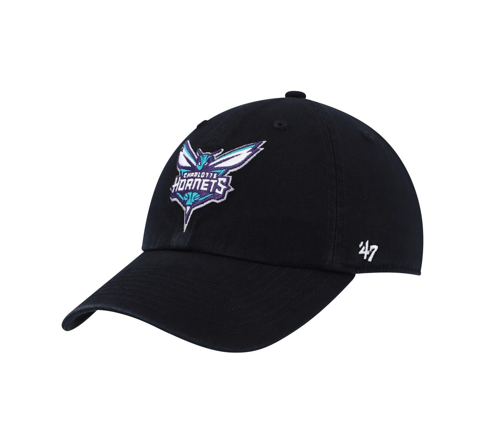 Мужская регулируемая кепка '47 Brand Black Charlotte Hornets Team Logo Clean Up