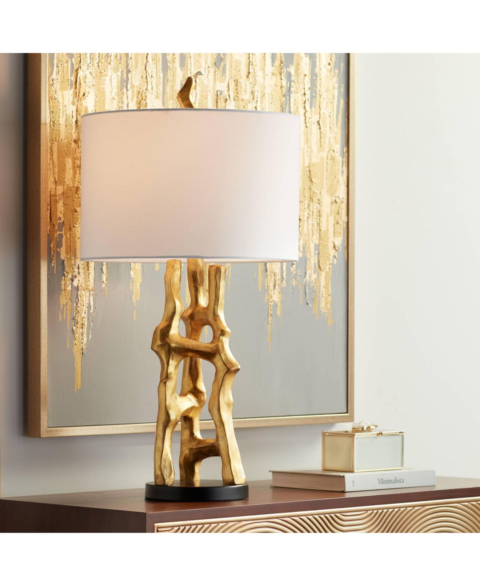 Possini Euro Design современная настольная лампа Organic Sculpture Gold Finish