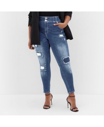 Женские джинсы Plus Size CITY CHIC Patched Apple Skinny