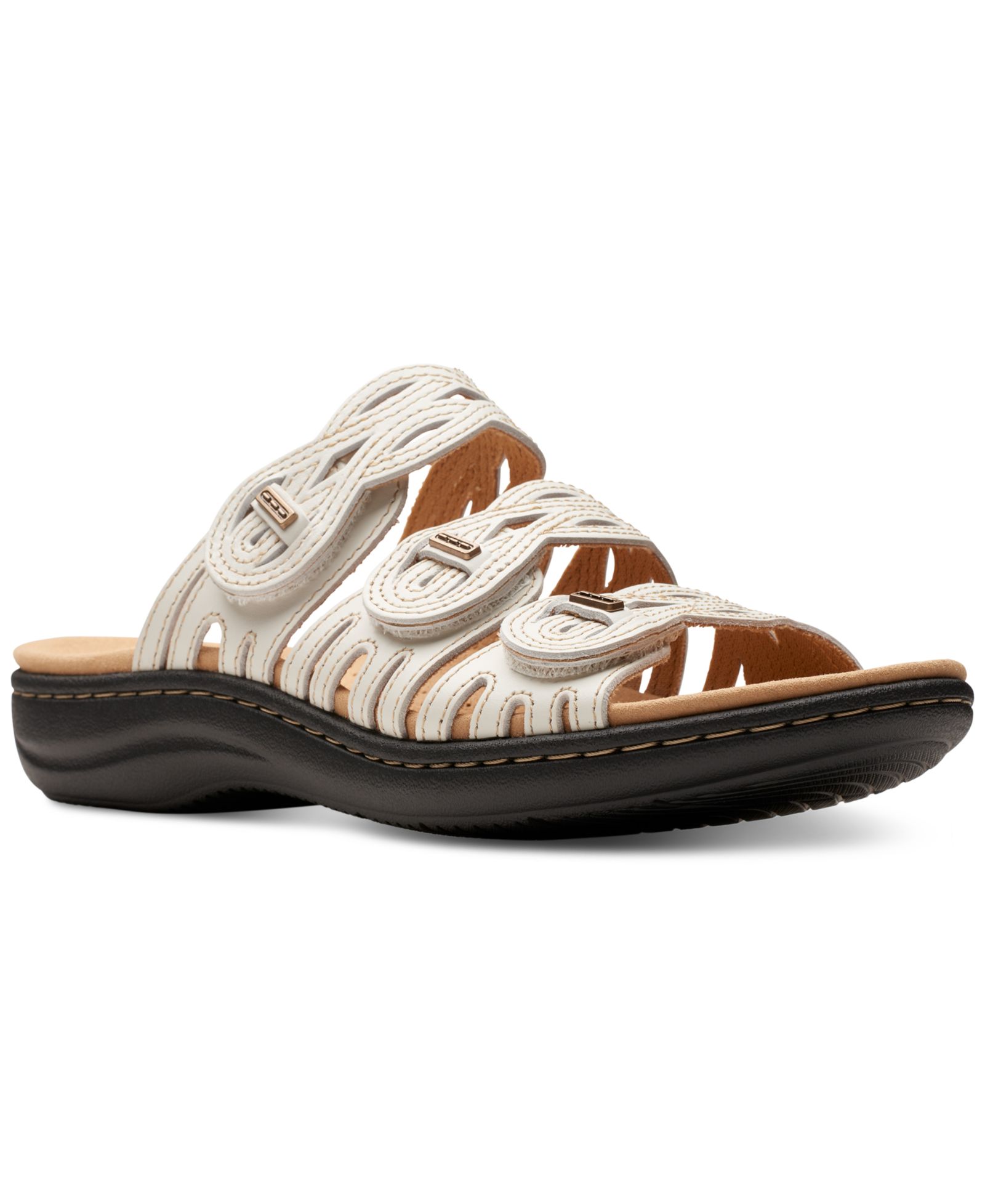 Clarks Laurieann Ruby Scalloped Twist Strap Slide Sandals