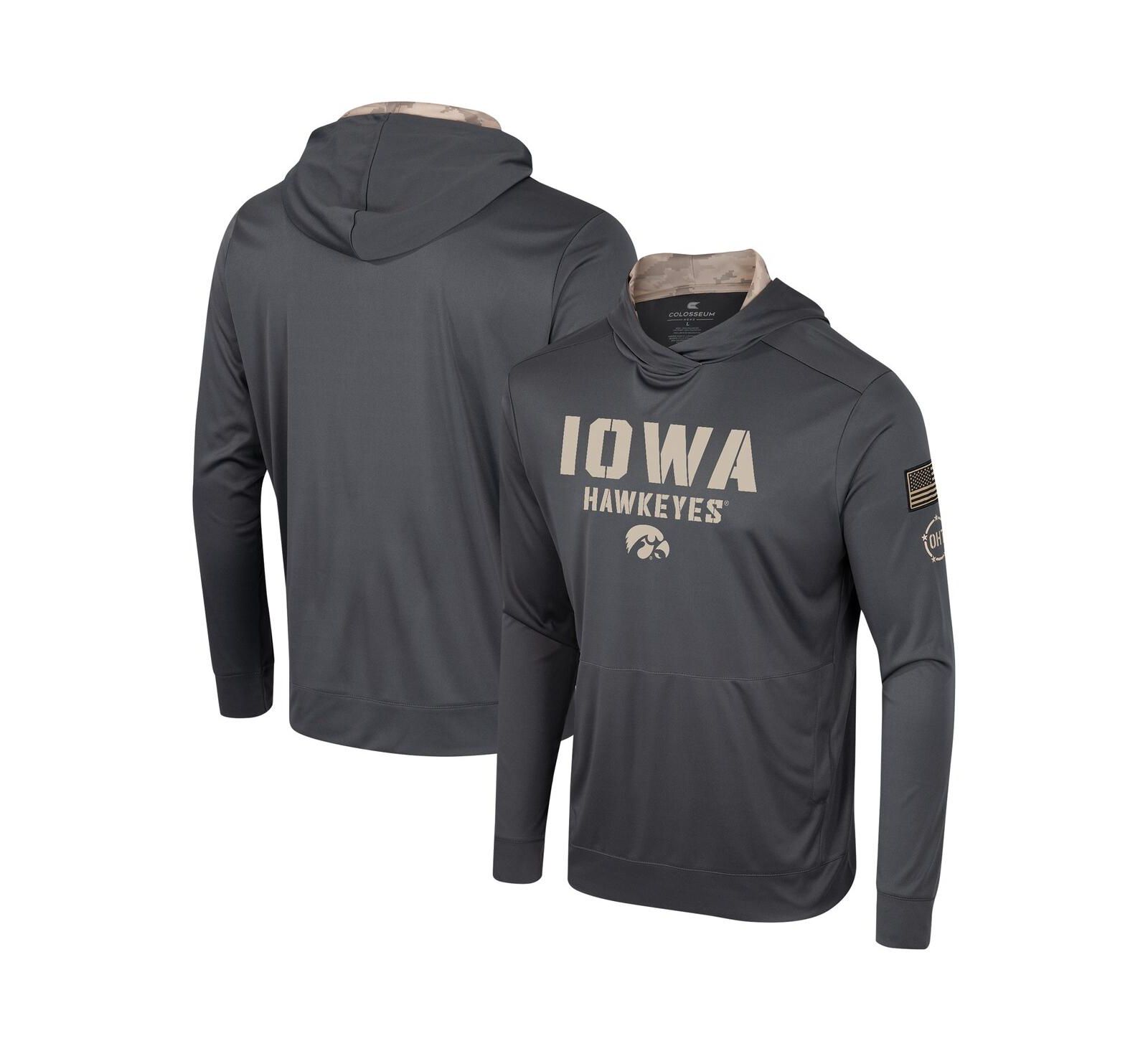 Men's Colosseum Charcoal Iowa Hawkeyes OHT Military-Inspired Appreciation Long Sleeve Hoodie T-shirt