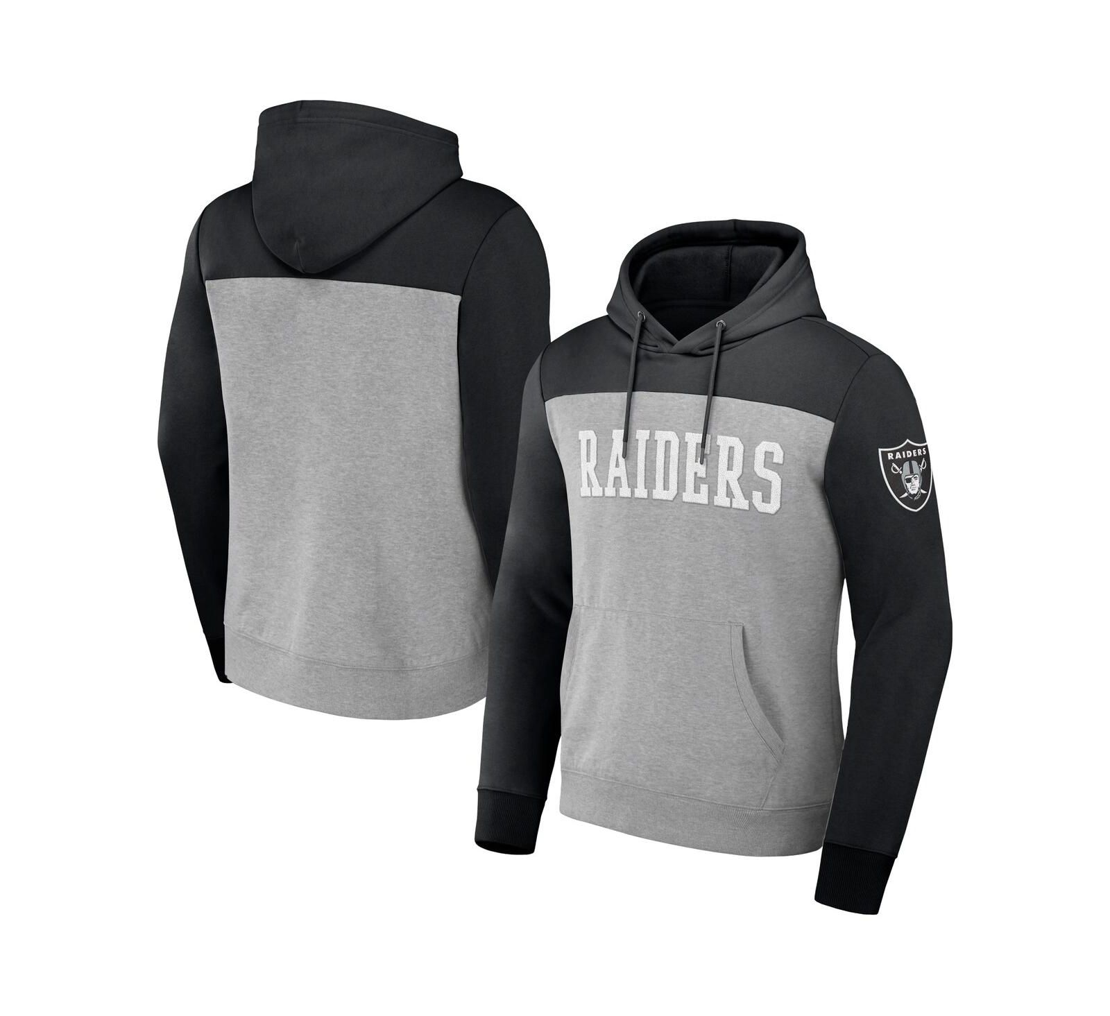 Fanatics Мужское худи NFL x Darius Rucker Collection Las Vegas Raiders Color Blocked Pullover, серый меланж