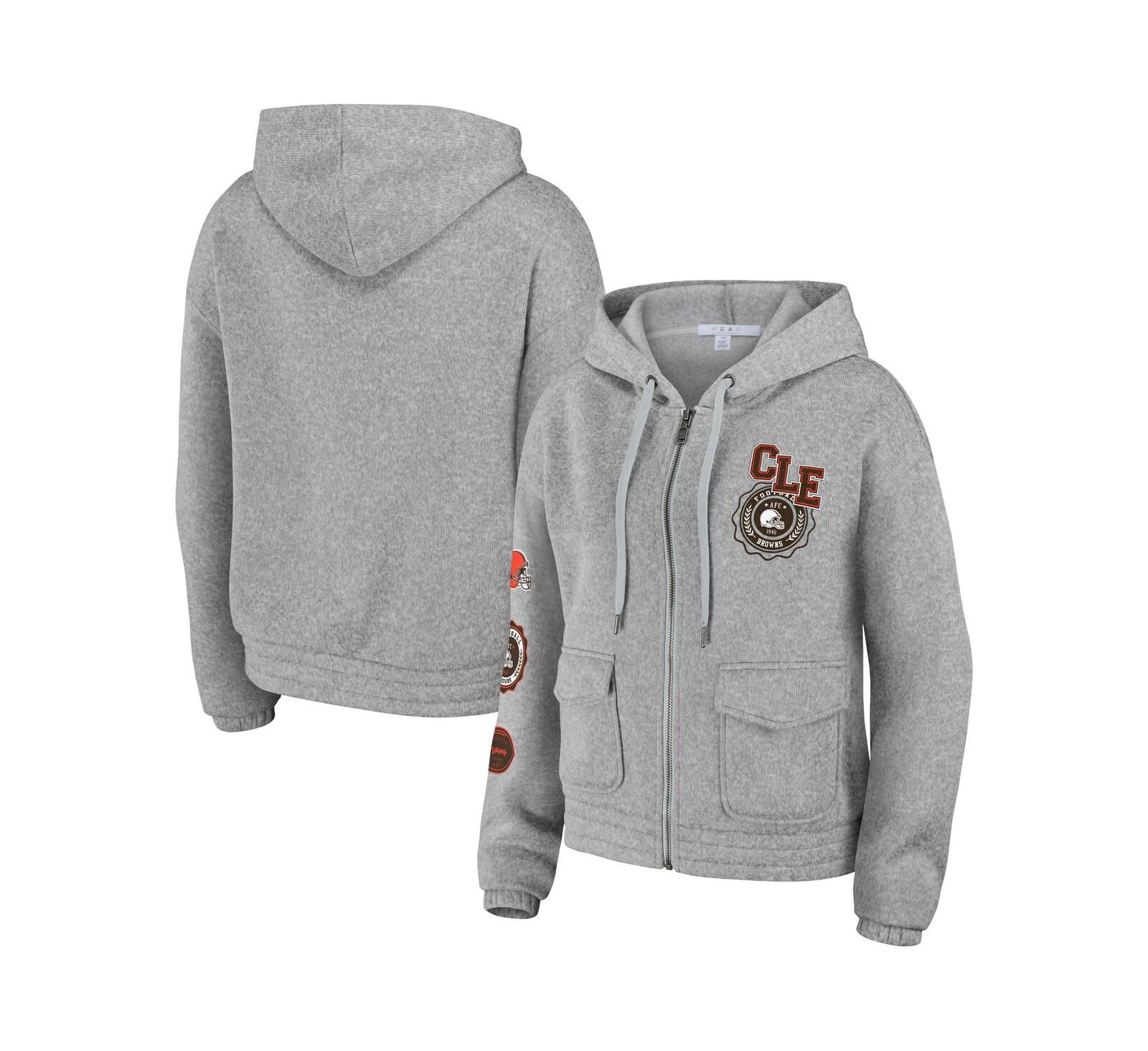 Женское худи WEAR by Erin Andrews Heather Gray Cleveland Browns с полной молнией
