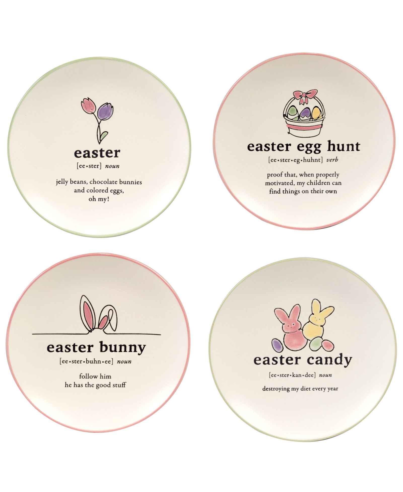 Certified International Easter Words Canapé Plates, Set of 4