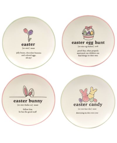 Certified International Easter Words Canapé Plates, Set of 4
