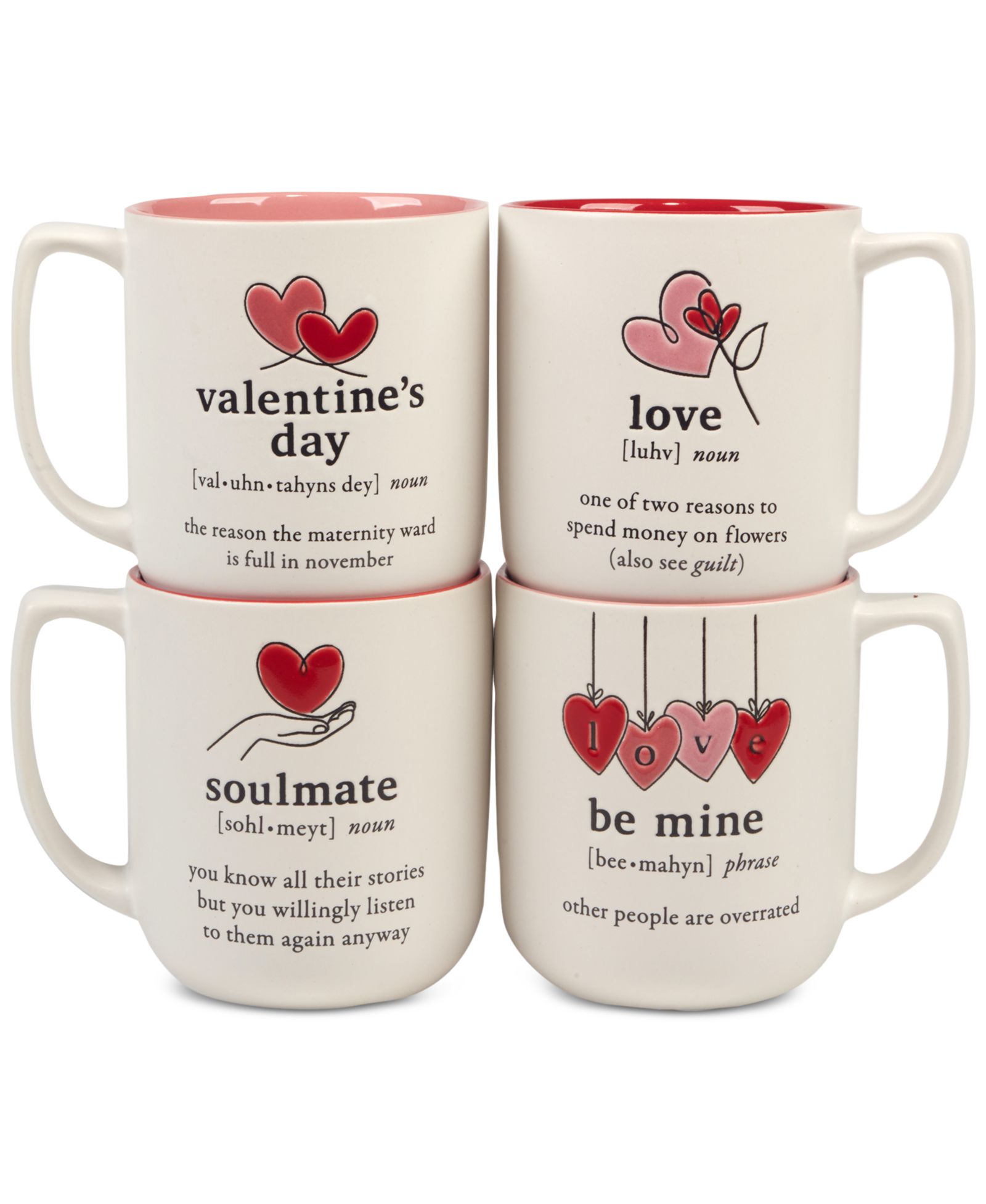 Набор кружек Certified International Valentine's Day, 4 шт
