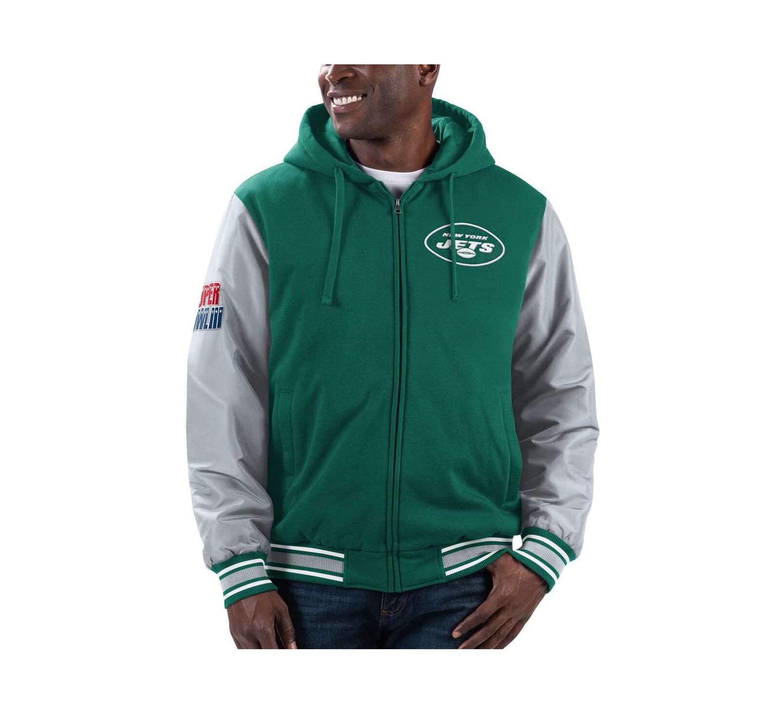 Men's G-III Sports by Carl Banks Green, Gray New York Jets Player Option Full-Zip Hoodie Jacket