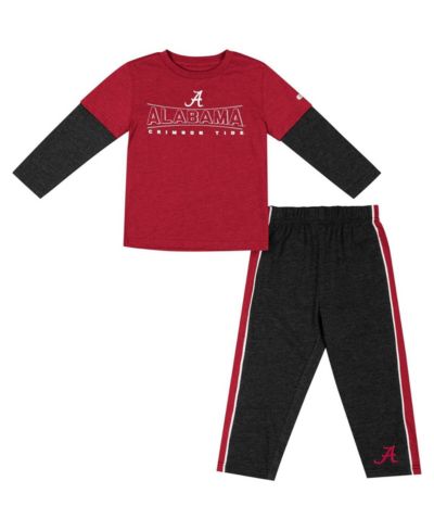 Комплект Colosseum Crimson, Black Alabama Crimson Tide Long Sleeve T-shirt and Pants для малышей
