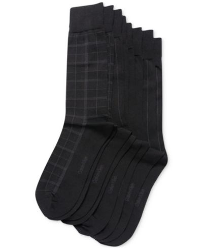 Мужские носки Calvin Klein Men's Crew Length Microfiber Dress, Pack of 4