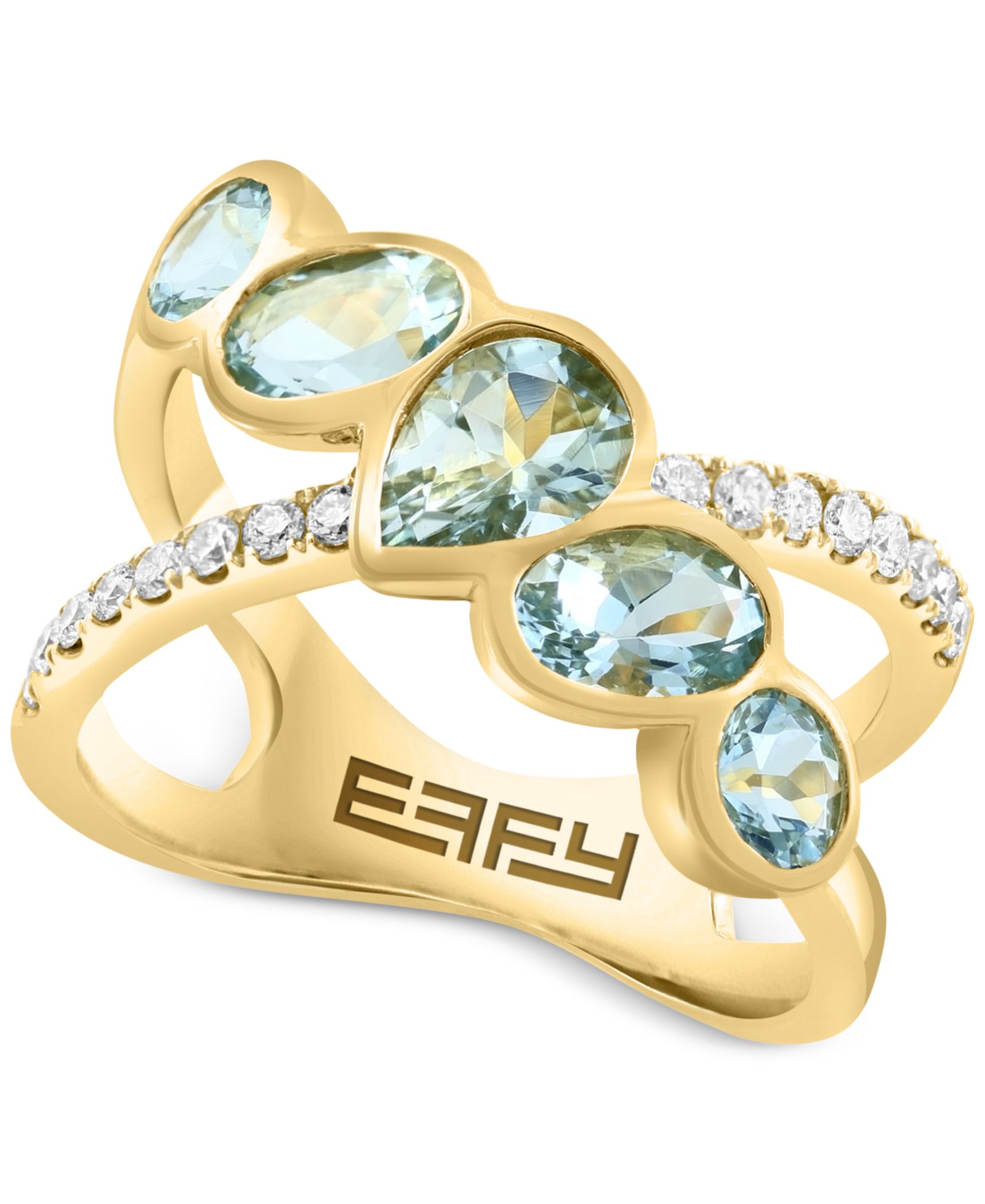 Кольцо EFFY® Aquamarine & Diamond Statement в 14k Gold