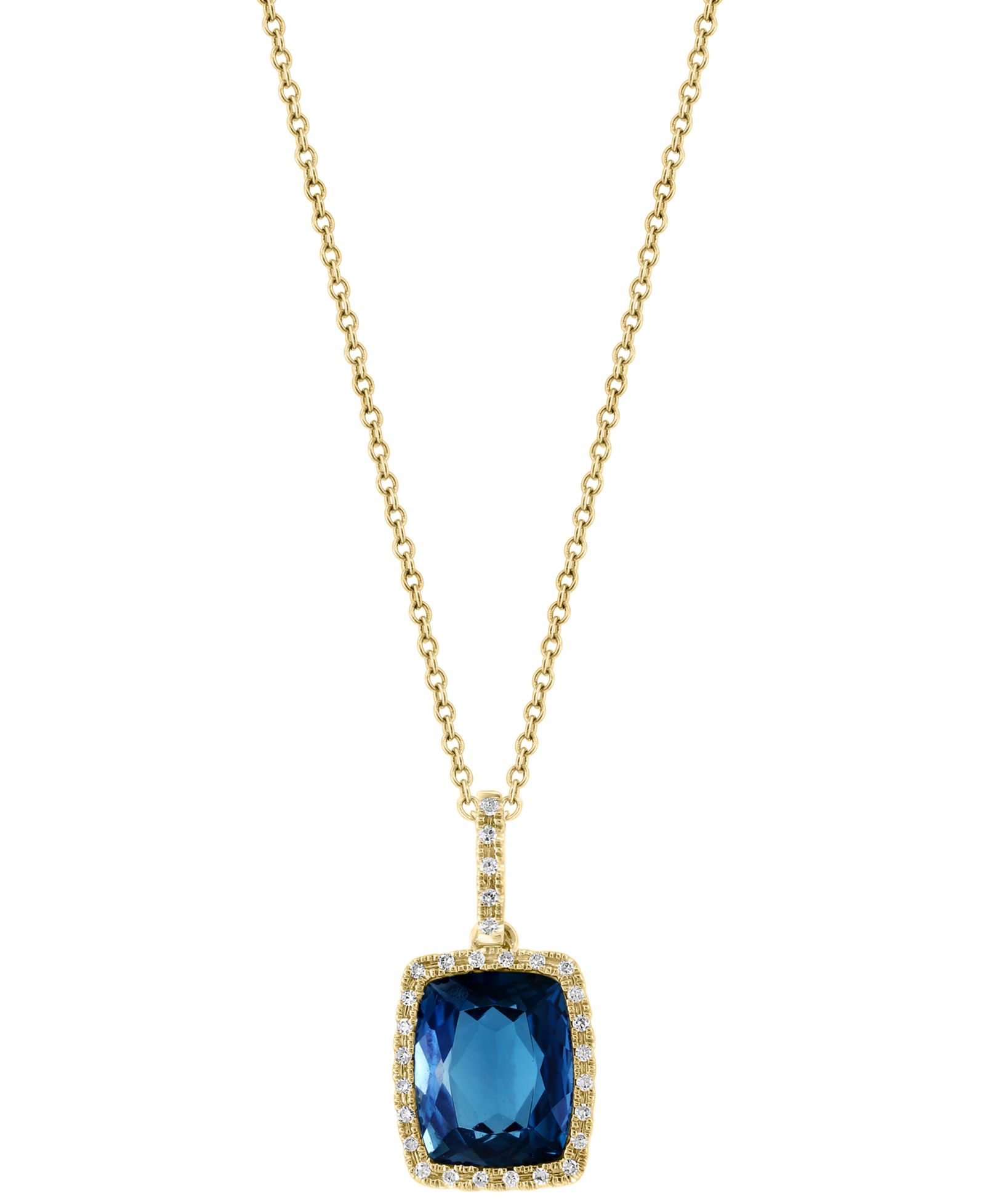 EFFY® London Blue Topaz (4-1/5 ct. t.w.) & Diamond (1/10 ct. t.w.) Halo 18" подвеска-ожерелье из золота 14k