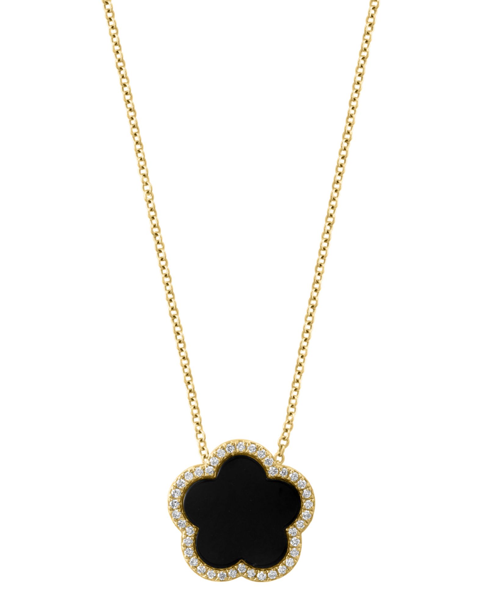 EFFY® подвеска Malachite & Diamond Flower Halo 18" в золоте 14k
