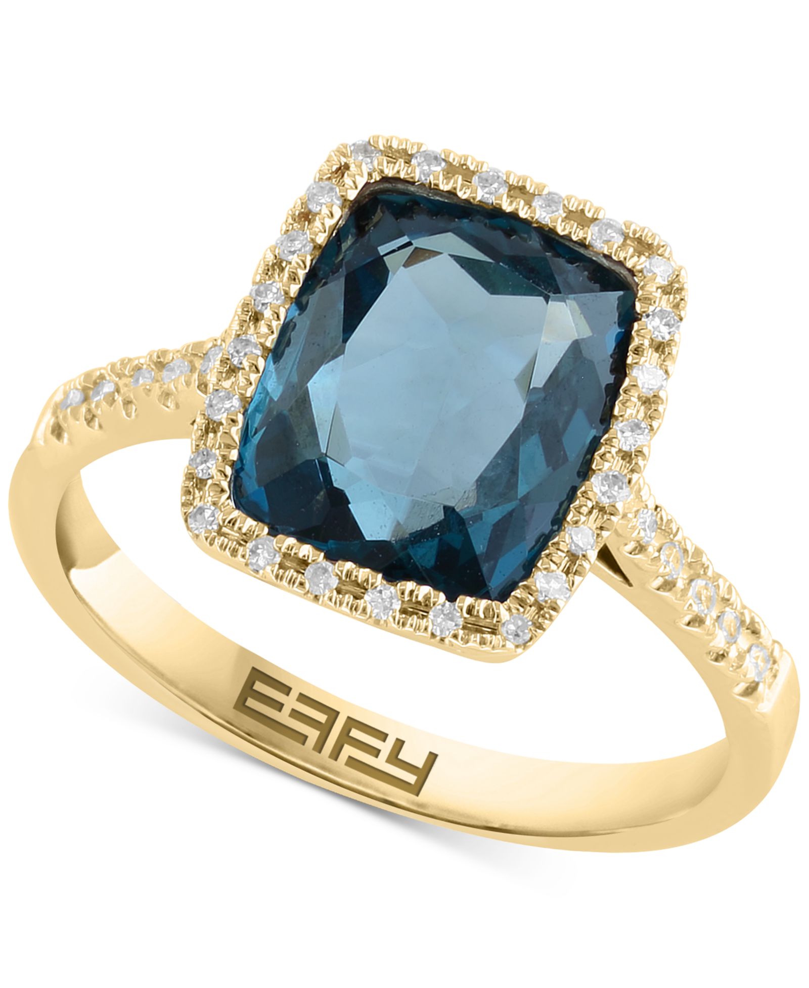 EFFY® Кольцо с синим топазом London Blue и бриллиантами в золоте 14k