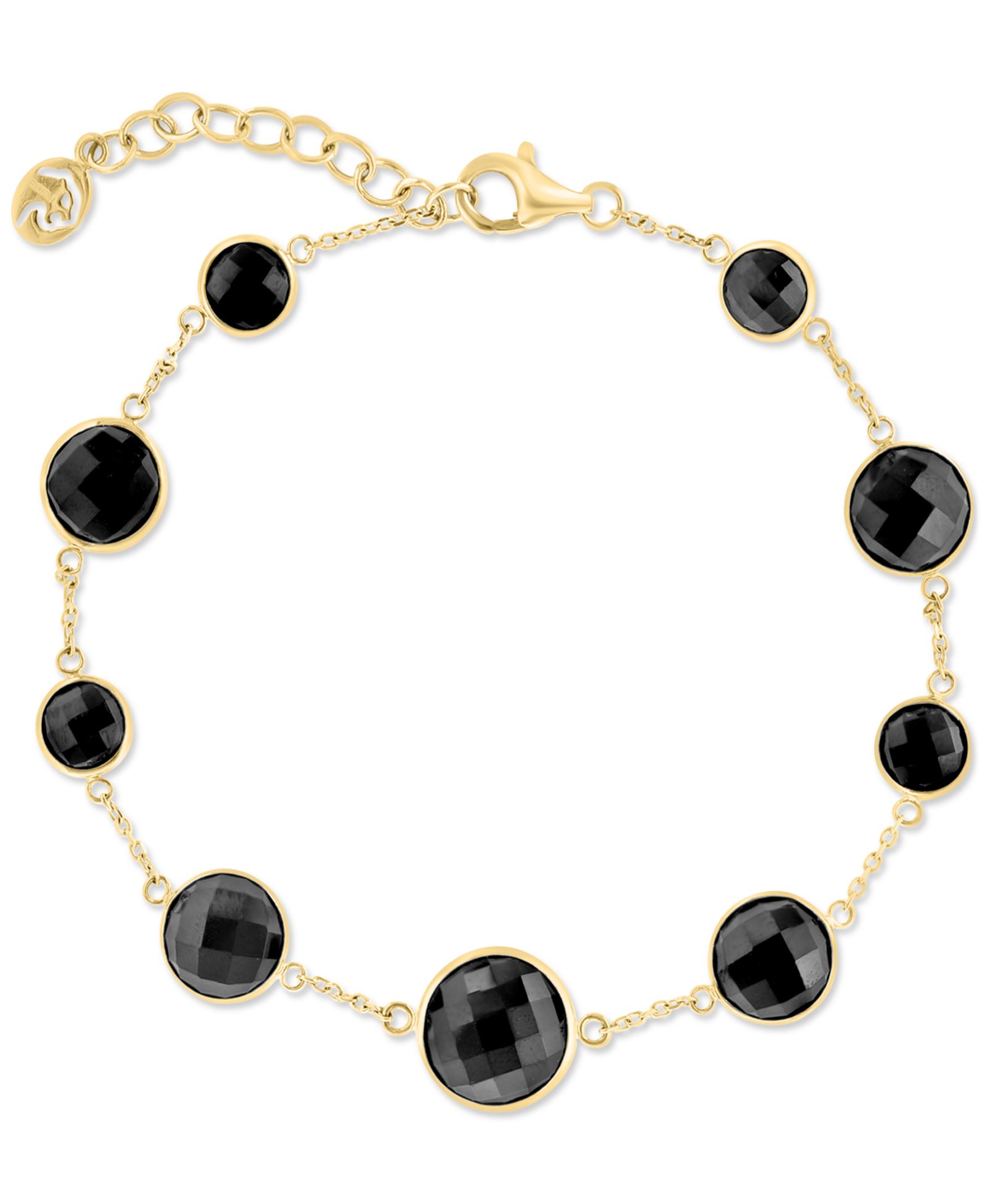 EFFY® Onyx Bezel-Set Graduated Station Link Bracelet in 14k Gold