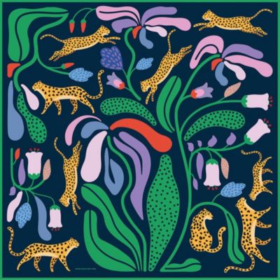 Jessie Zhao New York Double Sided Silk Scarf Of Jungle Night