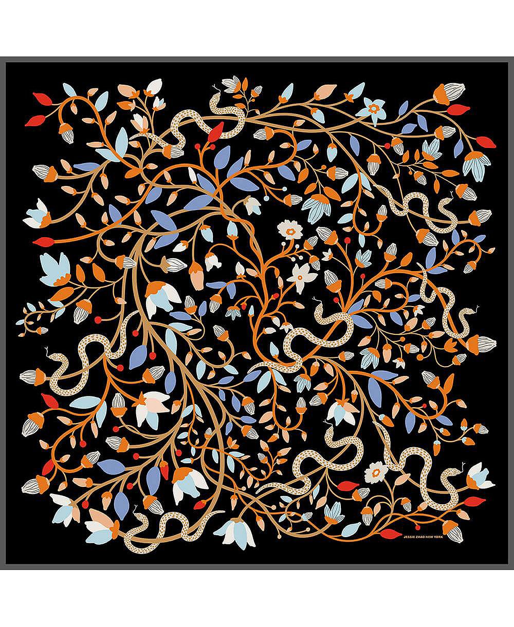 Шелковый шарф Jessie Zhao New York Of Night's Enchanted Garden, двусторонний