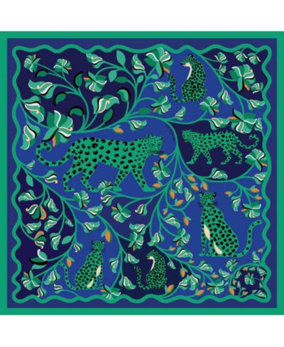 Jessie Zhao New York Шелковый шарф с принтом Leopards In The Verdant Wild