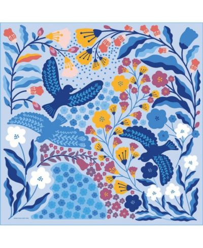 Jessie Zhao New York Double Sided Silk Scarf of Blue Birds
