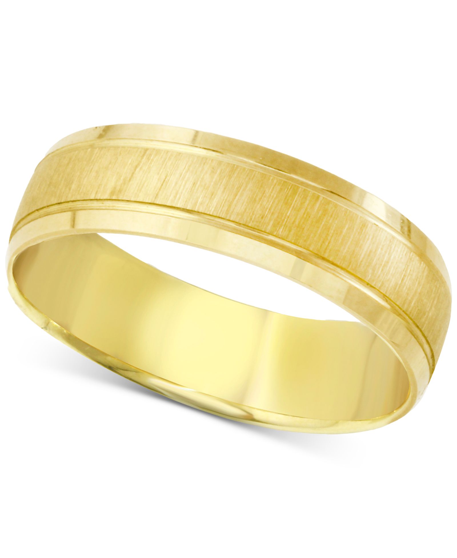 Мужское обручальное кольцо 14k Gold с текстурированной полированной гранью