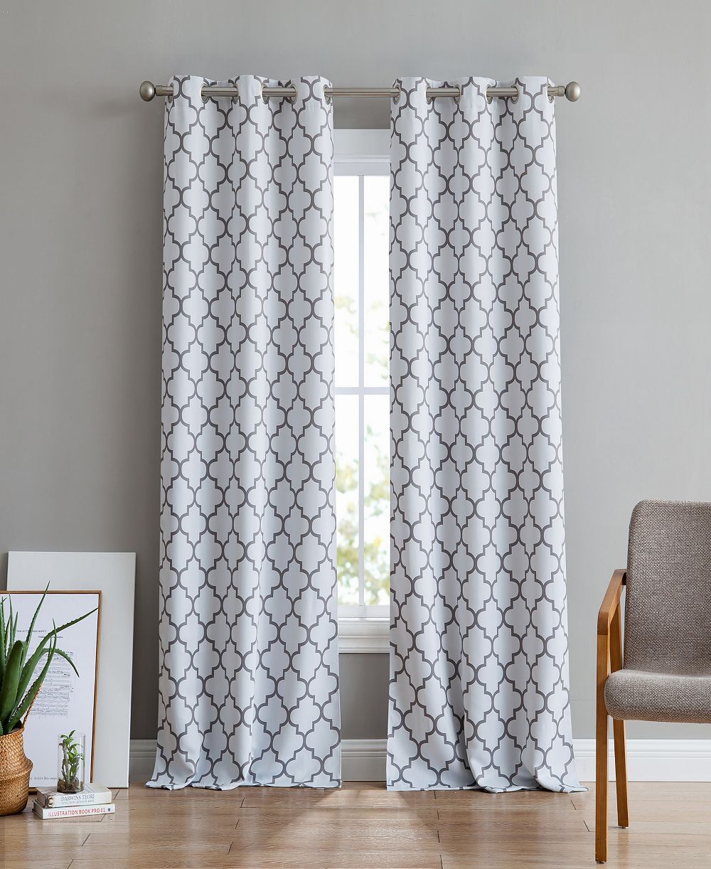 HLC.me шторы блэкаут Lattice Print Drape, теплоизоляционные, 2 шт.