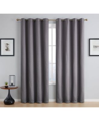 HLC.ME Siena Pattern 100% Complete Blackout Thermal Insulated Double Layer Window Curtain Grommet Panels - Energy Savings & Soundproof, Set of 2