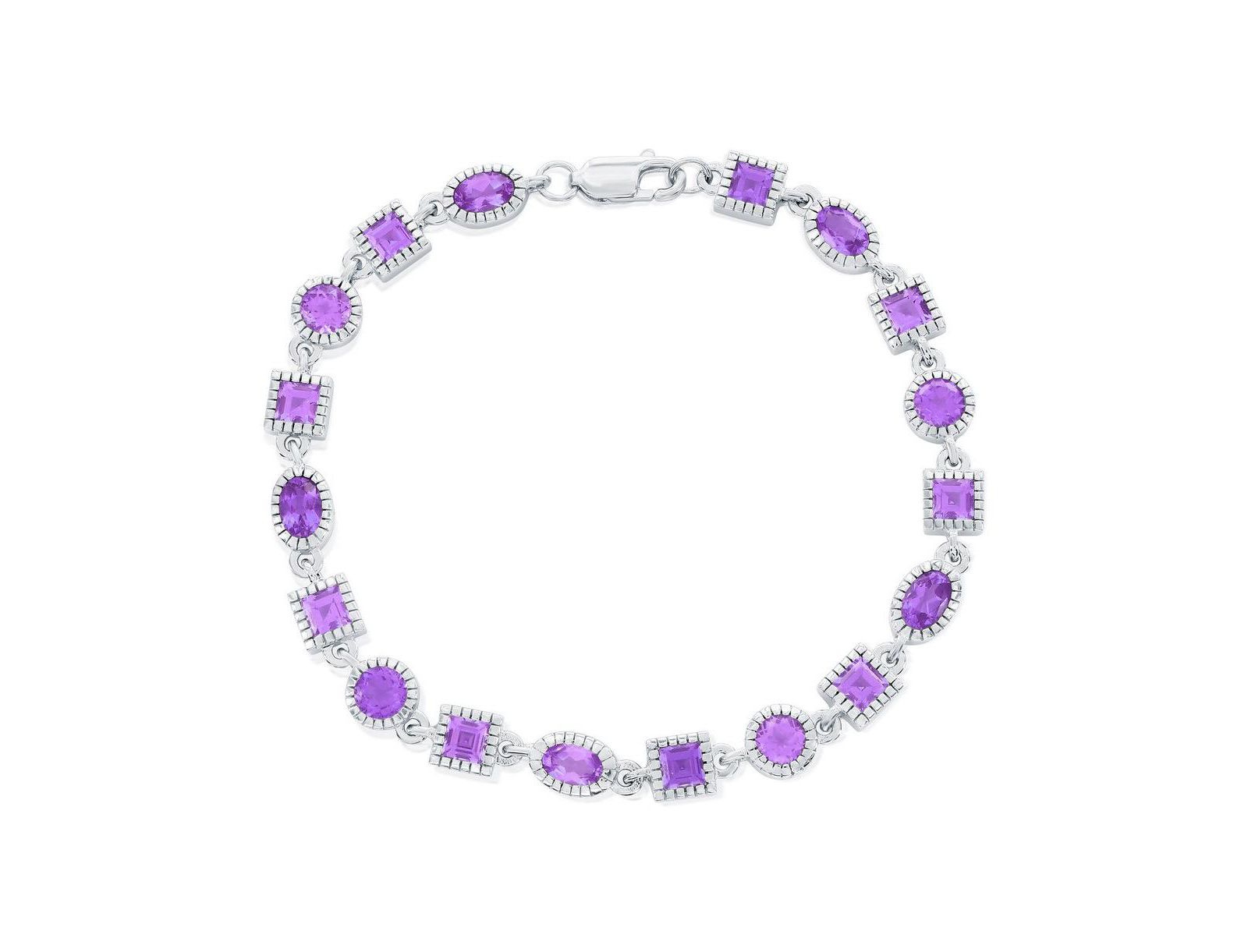 Браслет Simona Sterling Silver Oval and Square Gem