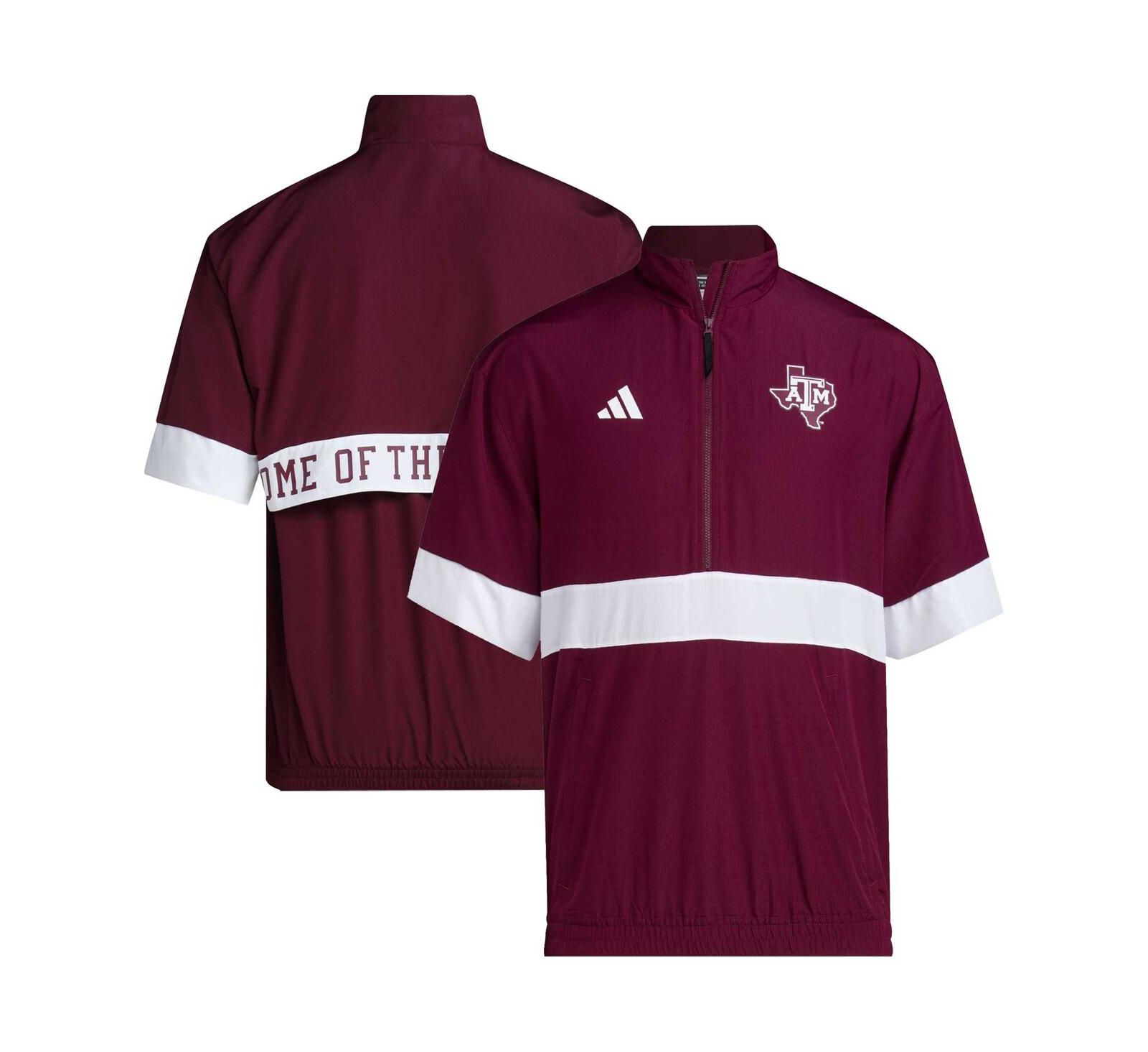Men's adidas Maroon Texas A&M Aggies Strategy Short Sleeve Half-Zip Jacket