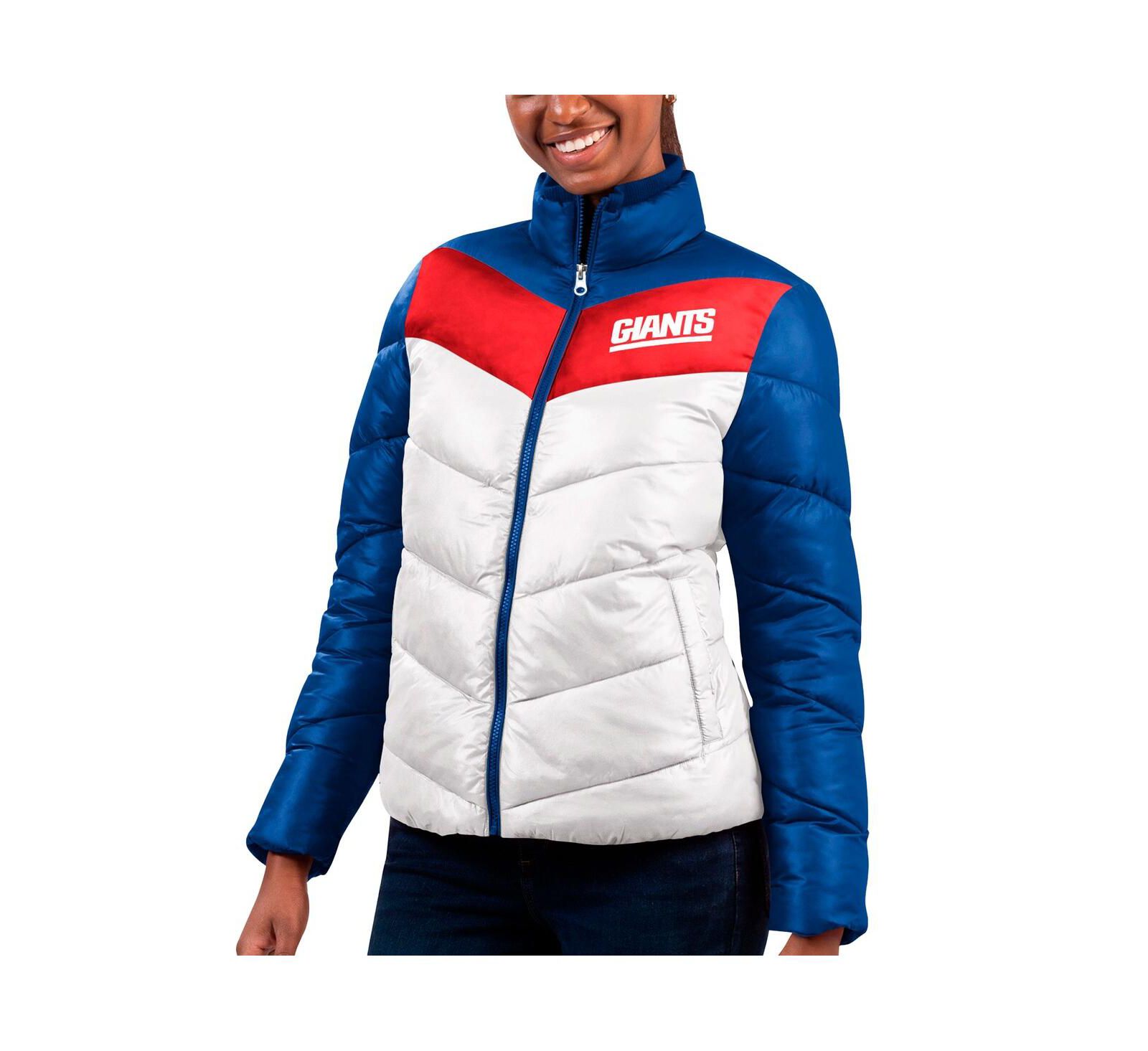 Женская куртка G-III 4Her by Carl Banks White, Royal New York Giants New Star Quilted Full-Zip