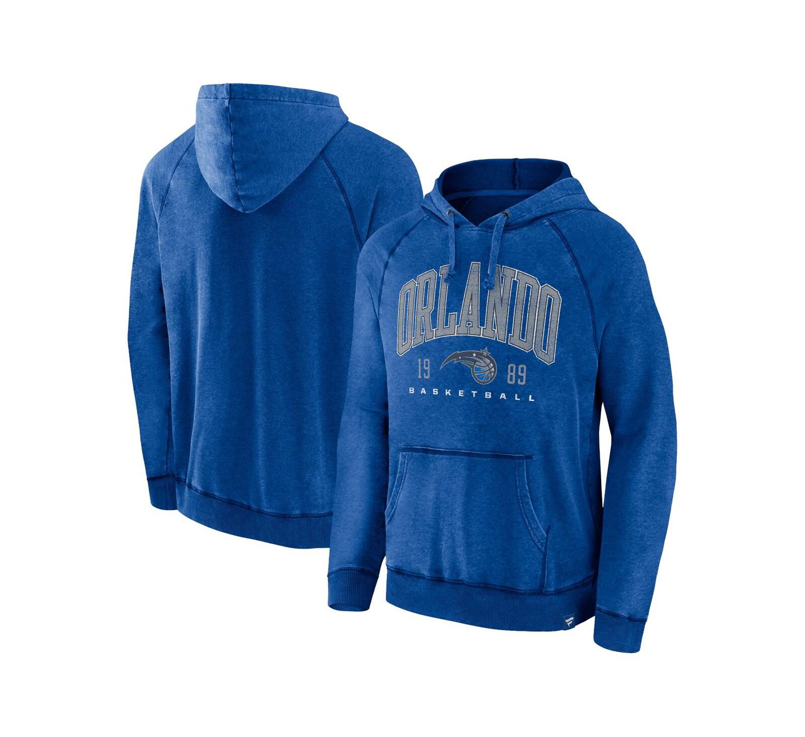 Мужское худи Fanatics Heather Blue Distressed Orlando Magic Foul Trouble Snow Wash Raglan