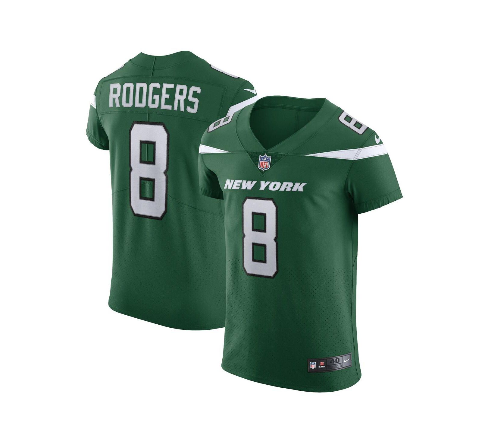 Мужская джерси Nike Aaron Rodgers Gotham Green New York Jets Alternate Vapor F.U.S.E. Elite