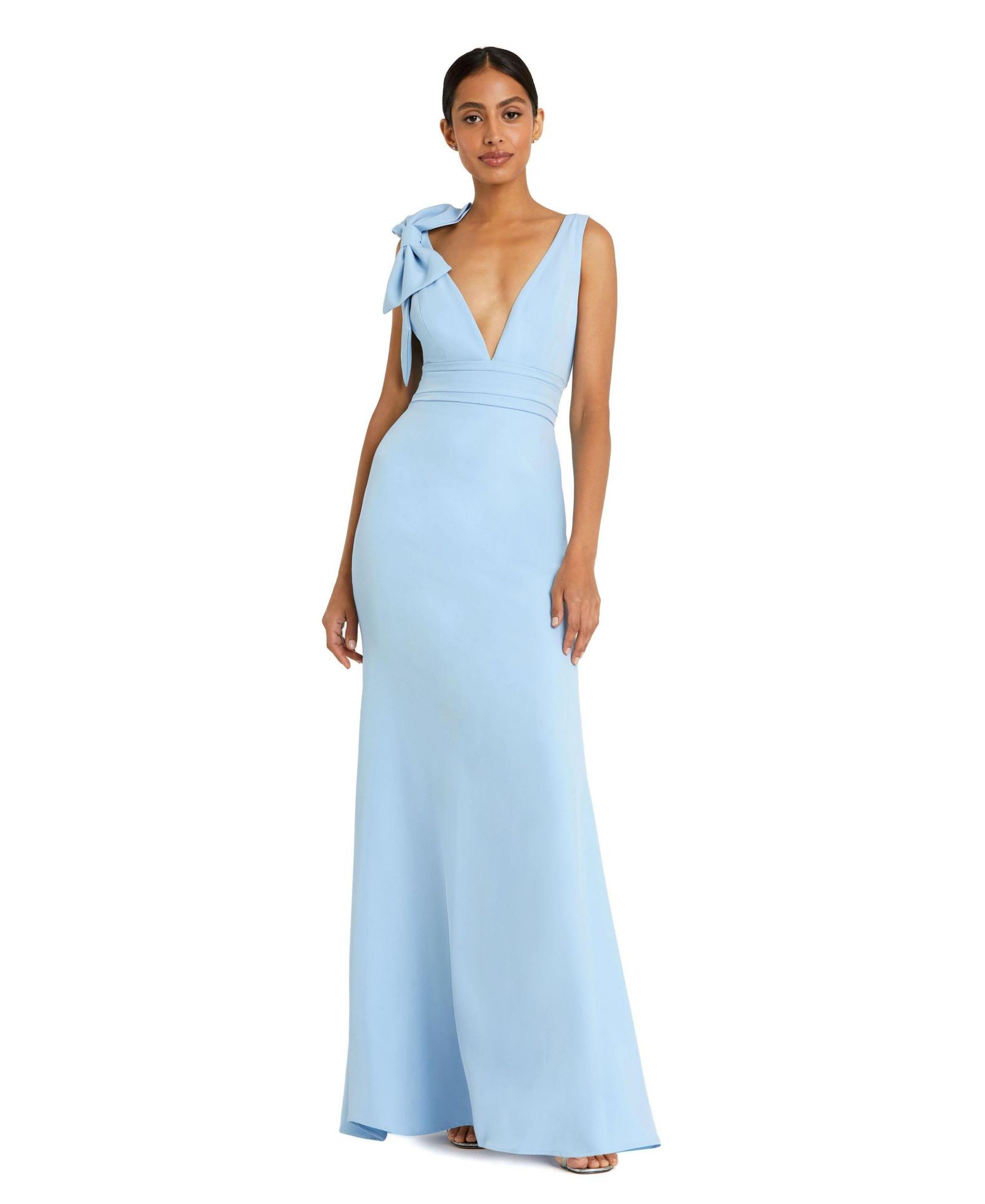 Женское вечернее платье Mac Duggal Sleeveless V Neck Bow Detail Mermaid Gown
