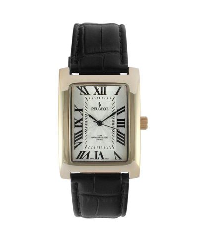Мужские часы Peugeot 43x30 mm Black Vintage Like Tank Leather Strap
