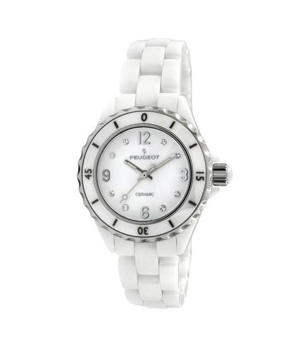Женские часы Peugeot 36mm White Genuine Ceramic Strap Sport Bezel